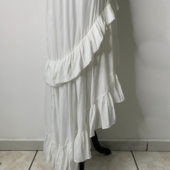 NWT DO+BE Women's White Ruffled Boho V Neck High Low Dress Size Small - Picture 12 of 15